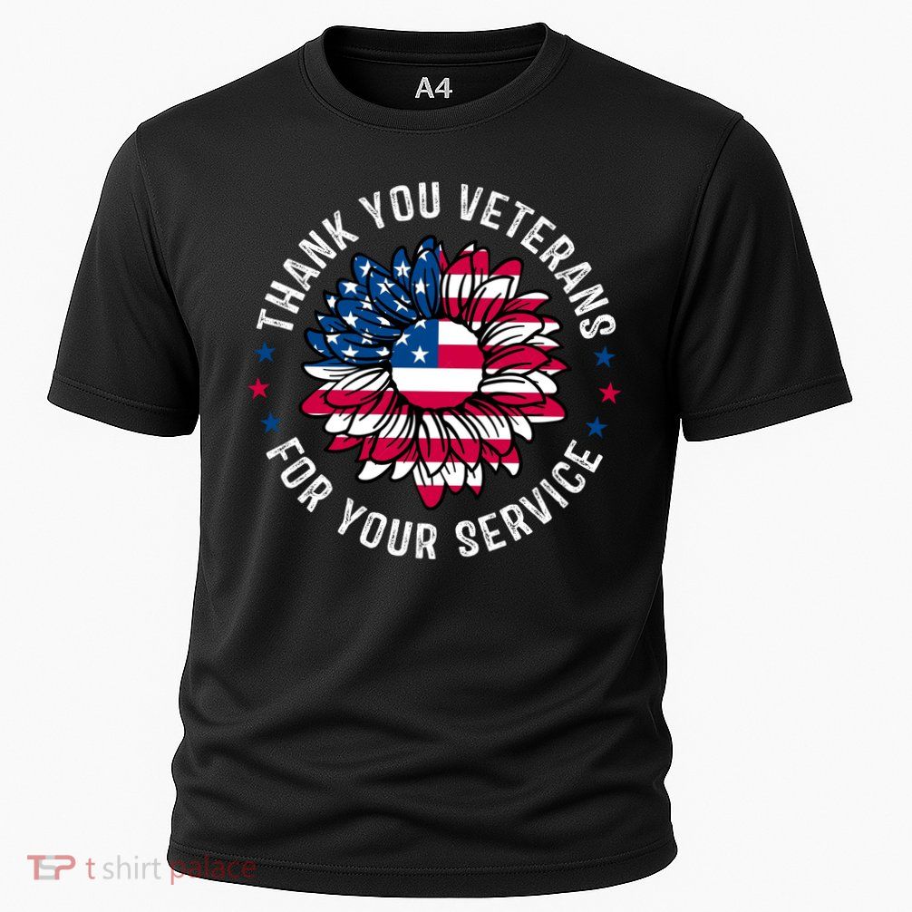 Thank You Veterans For You Service Usa Floral Cooling Performance Crew T-Shirt