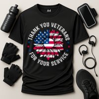 Thank You Veterans For You Service Usa Floral Performance Shirt