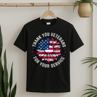 Thank You Veterans For You Service Usa Floral T-Shirt