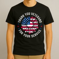 Thank You Veterans For You Service Usa Floral T-Shirt