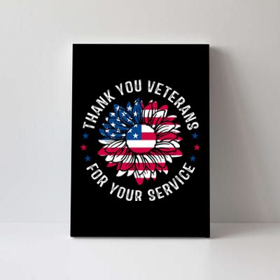 Thank You Veterans For You Service Usa Floral Canvas