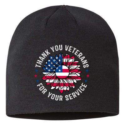 Thank You Veterans For You Service Usa Floral Sustainable Beanie