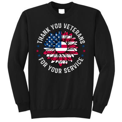 Thank You Veterans For You Service Usa Floral Tall Sweatshirt