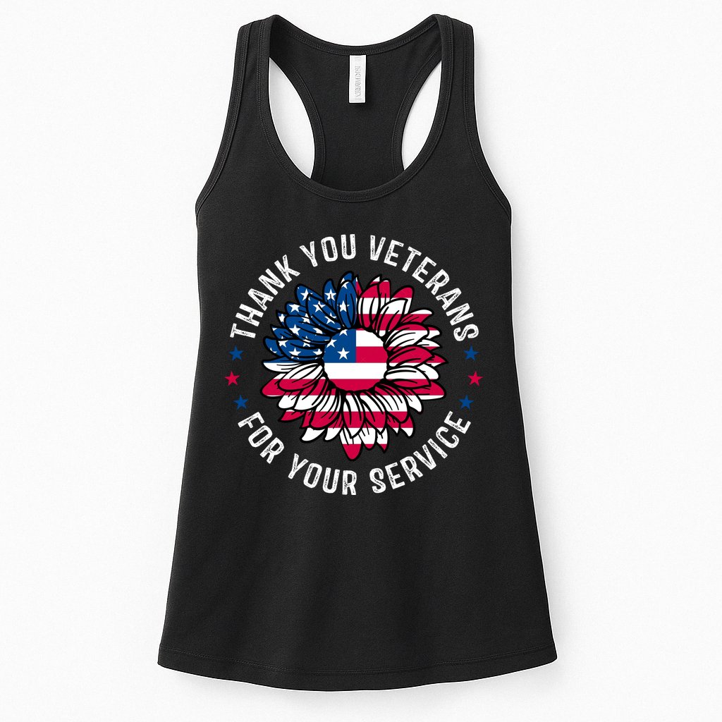 Thank You Veterans For You Service Usa Floral Womens Tank Top