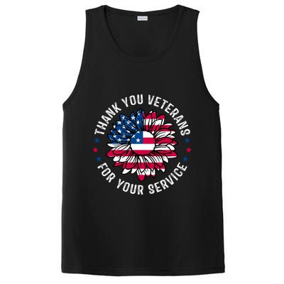 Thank You Veterans For You Service Usa Floral PosiCharge Competitor Tank