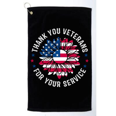 Thank You Veterans For You Service Usa Floral Golf Towel