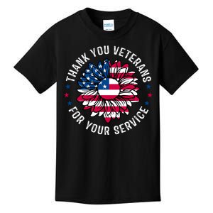 Thank You Veterans For You Service Usa Floral Kids T-Shirt