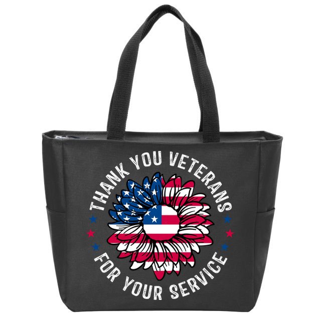 Thank You Veterans For You Service Usa Floral Zip Tote Bag