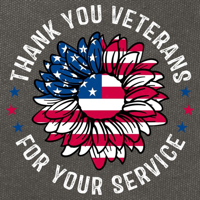 Thank You Veterans For You Service Usa Floral Cotton Canvas Backpack