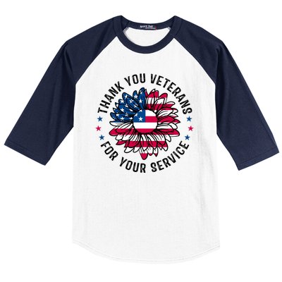 Thank You Veterans For You Service Usa Floral Baseball Sleeve Shirt