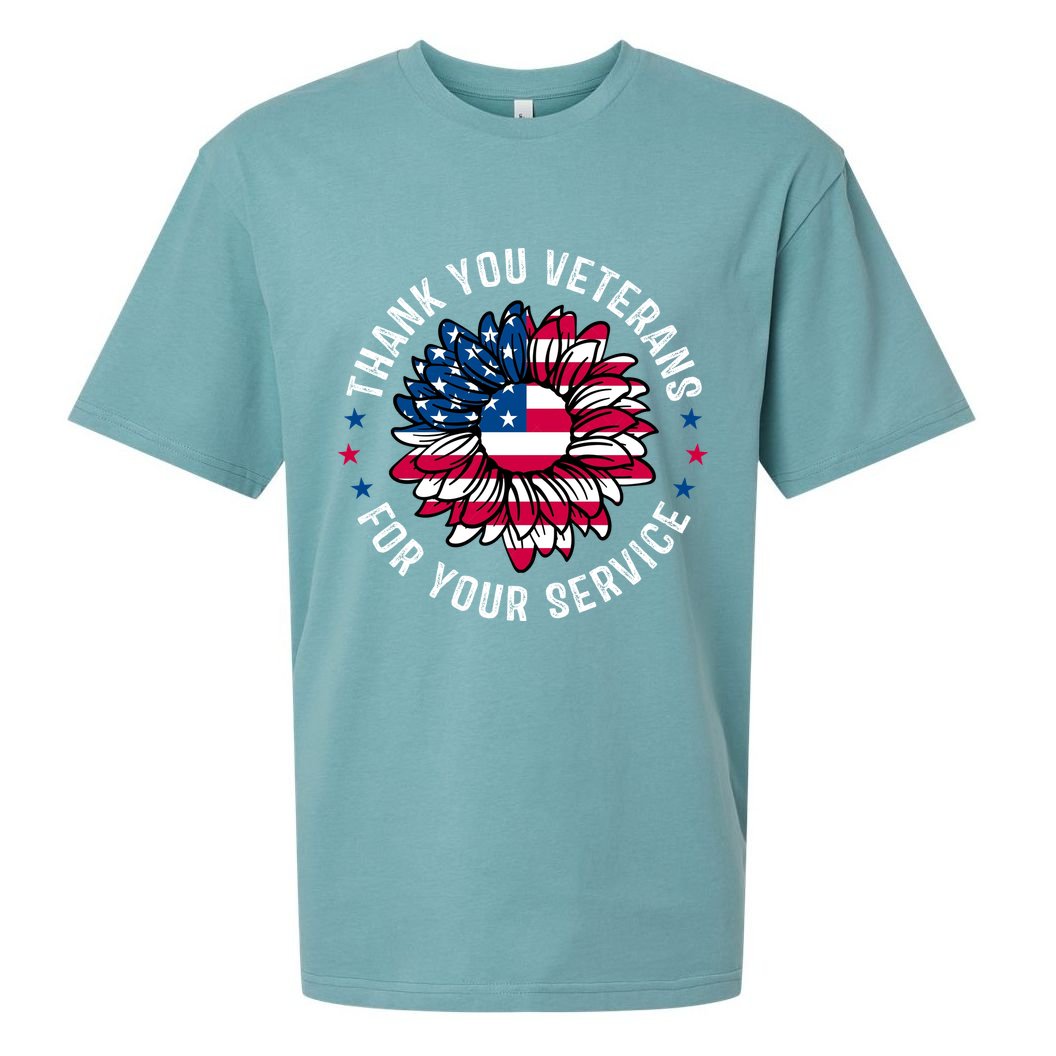 Thank You Veterans For You Service Usa Floral Sueded Cloud Jersey T-Shirt