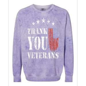 Thank You Veterans American Flag Proud Veteran Colorblast Crewneck Sweatshirt