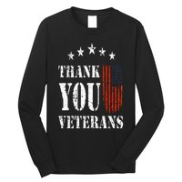 Thank You Veterans American Flag Proud Veteran Long Sleeve Shirt