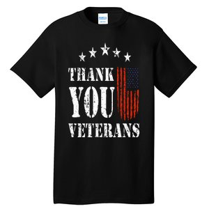 Thank You Veterans American Flag Proud Veteran Tall T-Shirt