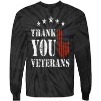 Thank You Veterans American Flag Proud Veteran Tie-Dye Long Sleeve Shirt