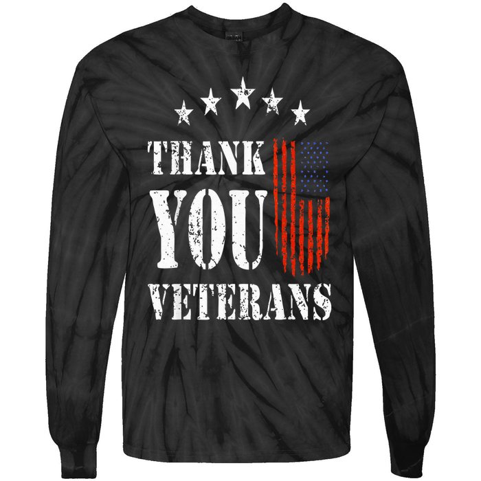 Thank You Veterans American Flag Proud Veteran Tie-Dye Long Sleeve Shirt