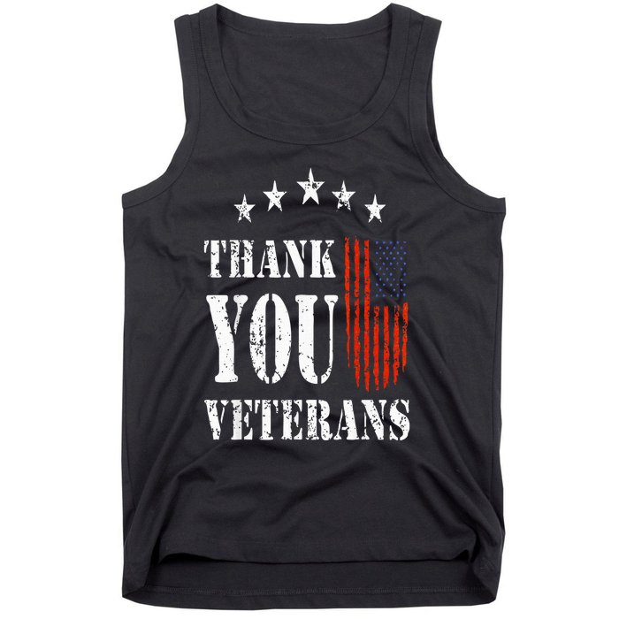 Thank You Veterans American Flag Proud Veteran Tank Top