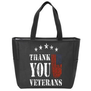 Thank You Veterans American Flag Proud Veteran Zip Tote Bag