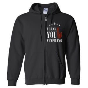 Thank You Veterans American Flag Proud Veteran Full Zip Hoodie