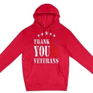 Thank You Veterans American Flag Proud Veteran Premium Pullover Hoodie