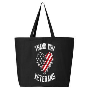 Thank You Veterans Patriotic American Flag Veterans Day 2024 25L Jumbo Tote