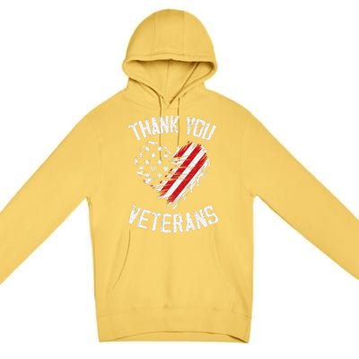 Thank You Veterans Patriotic American Flag Veterans Day 2024 Gift Premium Pullover Hoodie