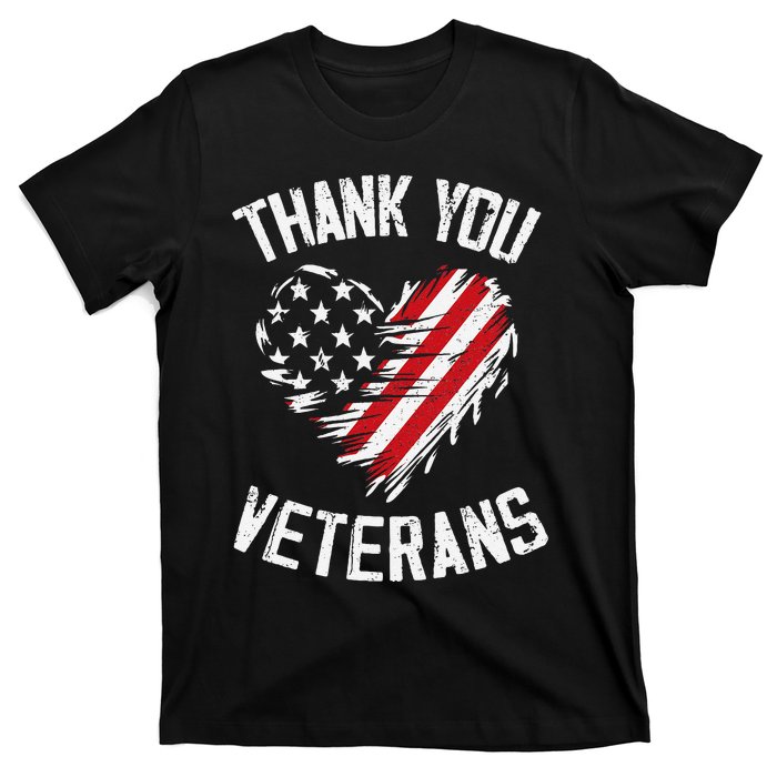 Thank You Veterans Patriotic American Flag Veterans Day 2024 Gift T-Shirt