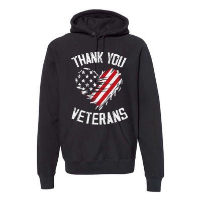 Thank You Veterans Patriotic American Flag Veterans Day 2024 Gift Premium Hoodie