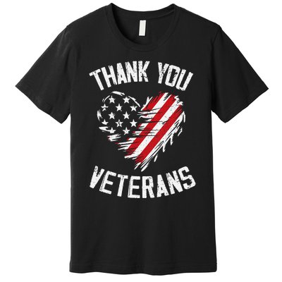 Thank You Veterans Patriotic American Flag Veterans Day 2024 Gift Premium T-Shirt