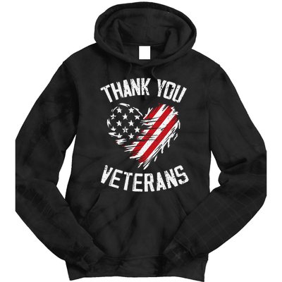 Thank You Veterans Patriotic American Flag Veterans Day 2024 Gift Tie Dye Hoodie