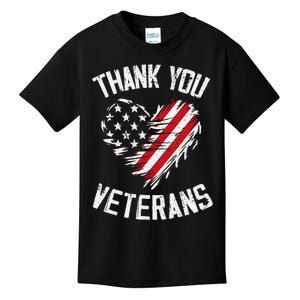 Thank You Veterans Patriotic American Flag Veterans Day 2024 Gift Kids T-Shirt