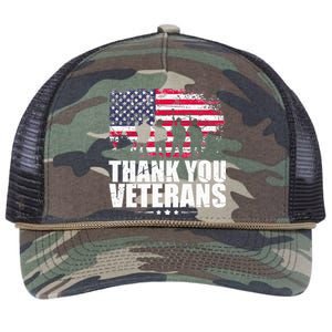 Thank You! Veterans Day & Memorial Day Partiotic Military Retro Rope Trucker Hat Cap