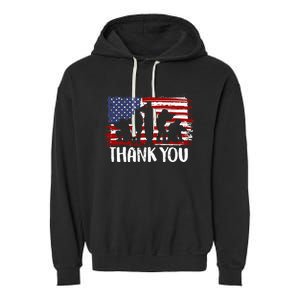 Thank You Veterans 4th of July American Dad Patriotic Garment-Dyed Fleece Hoodie