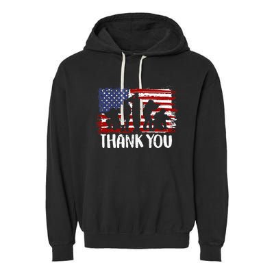 Thank You Veterans 4th of July American Dad Patriotic Garment-Dyed Fleece Hoodie