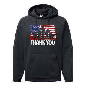 Thank You Veterans 4th of July American Dad Patriotic Performance Fleece Hoodie