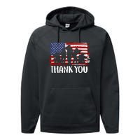 Thank You Veterans 4th of July American Dad Patriotic Performance Fleece Hoodie