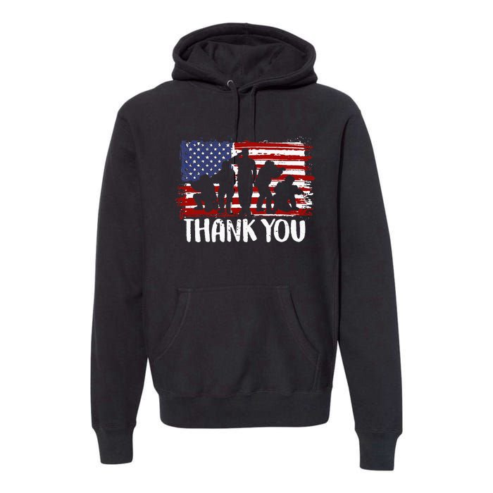 Thank You Veterans 4th of July American Dad Patriotic Premium Hoodie