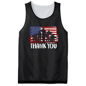 Thank You Veterans 4th of July American Dad Patriotic Mesh Reversible Basketball Jersey Tank