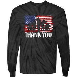 Thank You Veterans 4th of July American Dad Patriotic Tie-Dye Long Sleeve Shirt