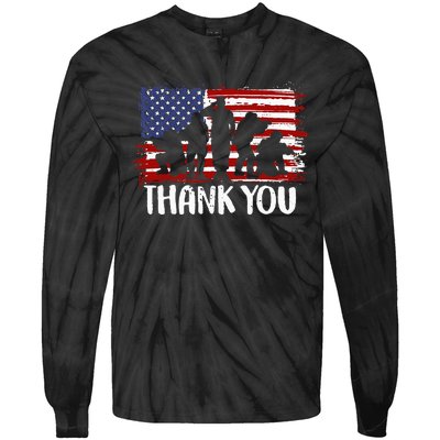 Thank You Veterans 4th of July American Dad Patriotic Tie-Dye Long Sleeve Shirt