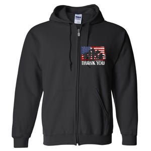 Thank You Veterans 4th of July American Dad Patriotic Full Zip Hoodie