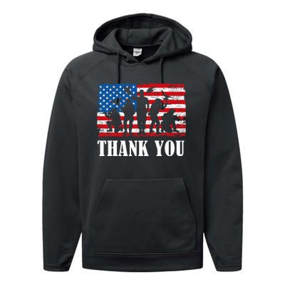 Thank You! Veterans Day & Memorial Day Partiotic Military Performance Fleece Hoodie