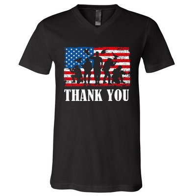 Thank You! Veterans Day & Memorial Day Partiotic Military V-Neck T-Shirt