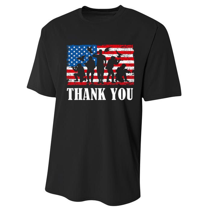 Thank You! Veterans Day & Memorial Day Partiotic Military Performance Sprint T-Shirt