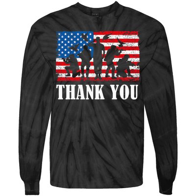 Thank You! Veterans Day & Memorial Day Partiotic Military Tie-Dye Long Sleeve Shirt