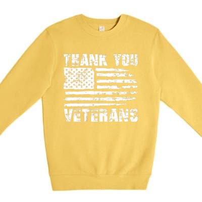 Thank You Veterans American Flag Proud Veteran Premium Crewneck Sweatshirt