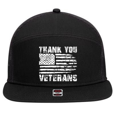 Thank You Veterans American Flag Proud Veteran 7 Panel Mesh Trucker Snapback Hat