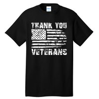 Thank You Veterans American Flag Proud Veteran Tall T-Shirt