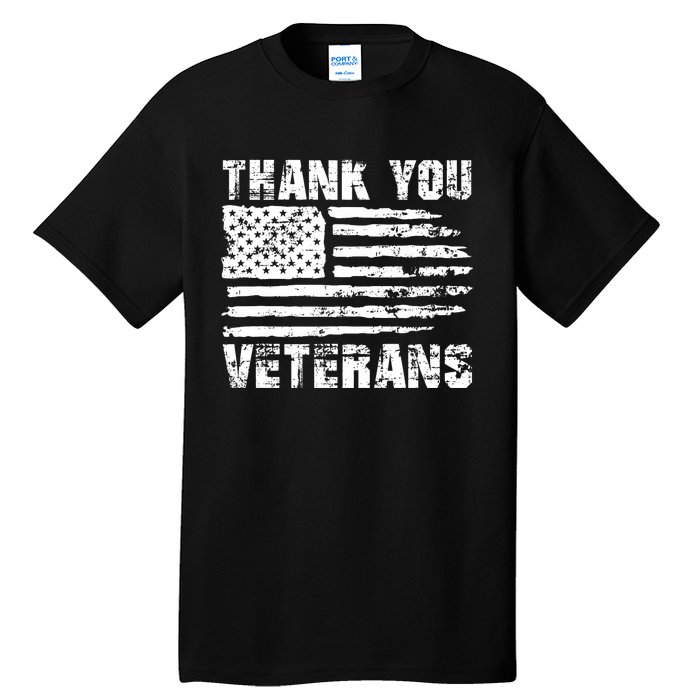 Thank You Veterans American Flag Proud Veteran Tall T-Shirt