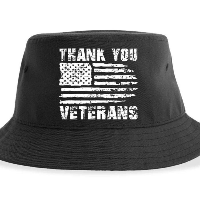 Thank You Veterans American Flag Proud Veteran Sustainable Bucket Hat